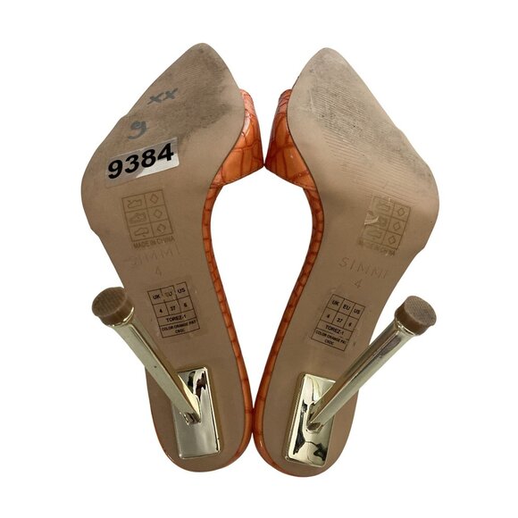 Simmi London Torez-1 women size 6 Orange Croc Pattern open Toe Heels Mules shoes - Picture 6 of 7